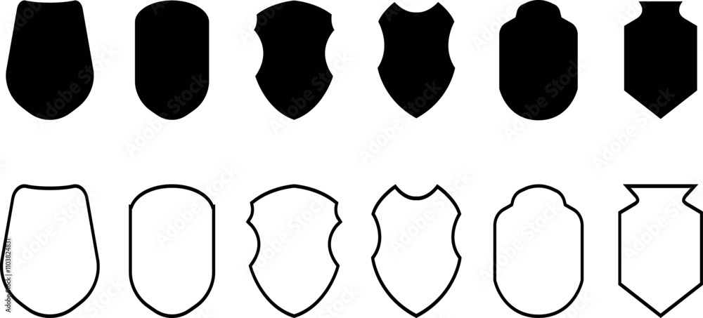 Poster set of shield icon. set of vintage label and badges shape collections. vector illustration. collecti