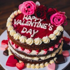 Valentine's Day cake with heart decorations