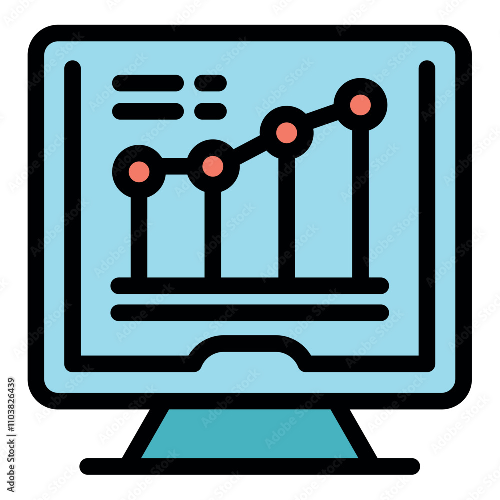 Poster computer screen displaying increasing line graph, representing positive growth and data analysis