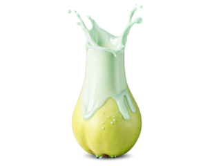 Splash of pear green milk isolated on transparent background A fresh, soft green splash of milk, reminiscent of ripe pears.