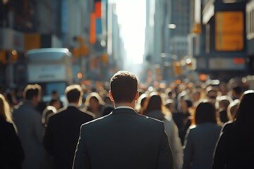 Fototapeta premium Diverse City Crowd Businessman Walking Amongst Commuters