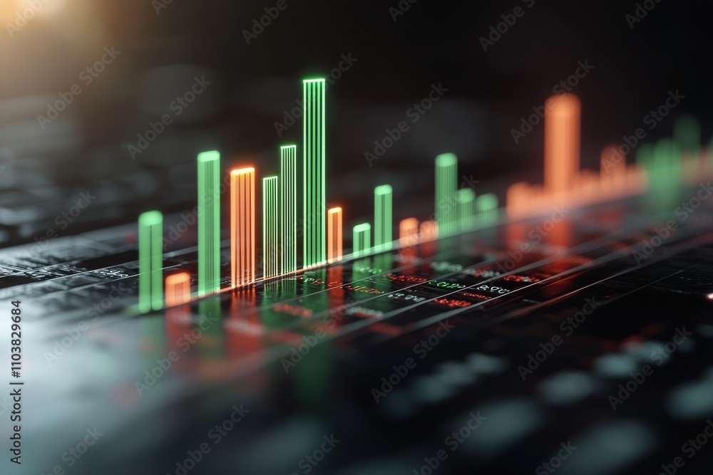 Aufkleber abstract digital stock market chart displaying financial data trends and insights with colorful bar 