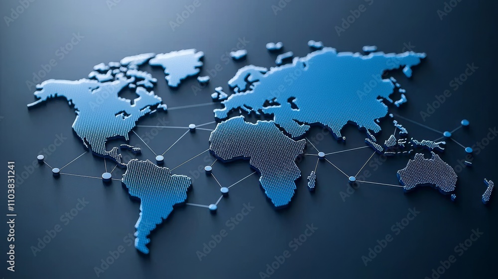 Aufkleber global connection lines on the earth's surface, featuring a futuristic background with circles and l