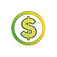 Obraz premium Here's a and keyword list suitable for a stock photo site... Green and yellow dollar sign in a circle.