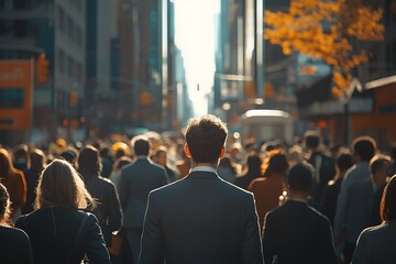 Diverse City Street Businessmans Perspective in Sunlight