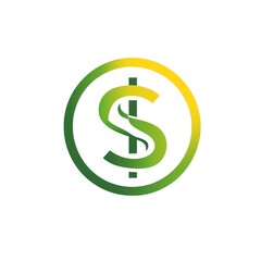 Obraz premium Eco-friendly finance logo with green dollar sign in a circle.