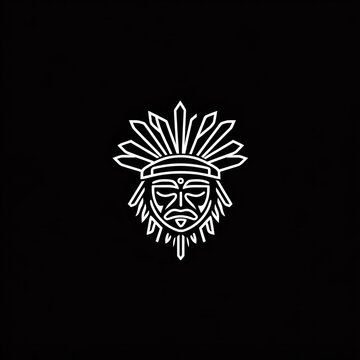 recommend clip art: Minimalist line art illustration of a Native American headdress and face.