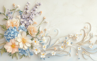 Retro style floral texture art background