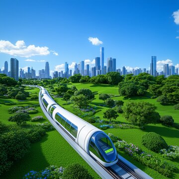 A high-speed hyperloop network that connects major cities via vacuum tubes, revolutionizing the way we travel long distances.