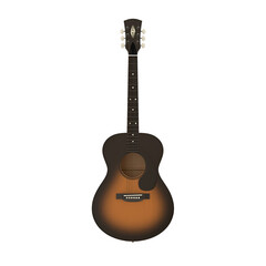 A classic acoustic guitar with a sunburst finish, designed for music creation and entertainment.