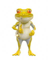 little frog cartoon and his trombone