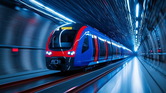 A hyperloop train in an advanced transportation network.