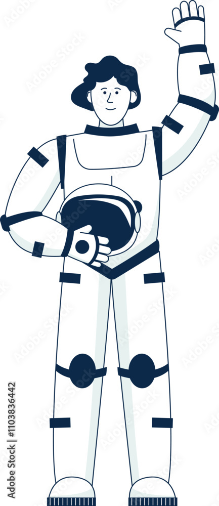Wall mural a man in a spacesuit is waving