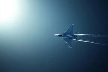 Sleek Jet Fighter Soaring Through the Bright Blue Sky with Vapor Trail