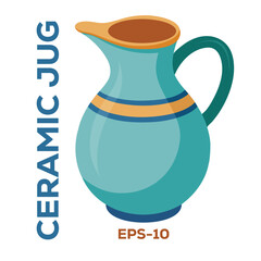 Illustration of Ceramic Jug Isolated on white