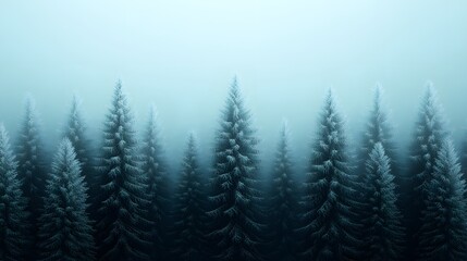 Fototapeta premium pine tree forest in the mist