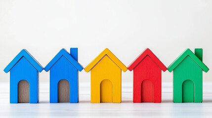 Real estate insurance creates a domino effect, illustrated by a chain reaction of falling dominos and house models.