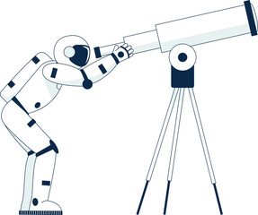 A man in a space suit is looking through a telescope