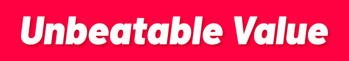 Unbeatable Value Stamp, Red Background with Unbeatable Value Word Rubber Stamp Banner