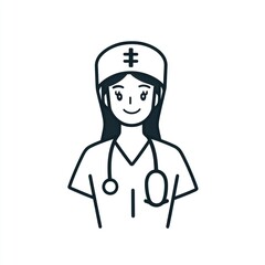 Fototapeta premium Here's a possible and keyword list for your stock photo.. Smiling female doctor icon.