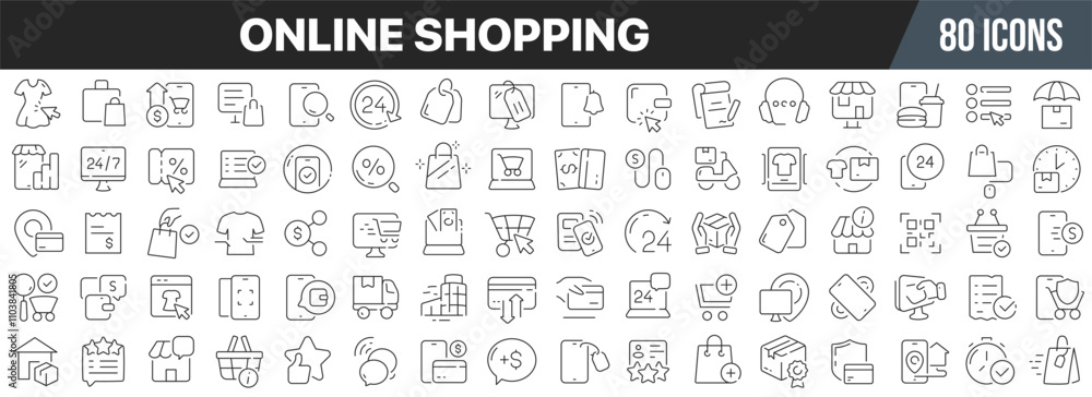 Aufkleber Online shopping line icons collection. Big UI icon set in a flat design. Thin outline icons pack. Vector illustration EPS10