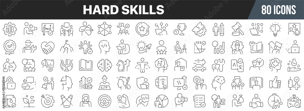 Aufkleber Hard skills line icons collection. Big UI icon set in a flat design. Thin outline icons pack. Vector illustration EPS10