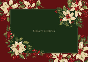 Series of Christmas floral cards in retro vintage classical style