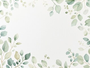 Beautiful watercolor illustration of green leaf pattern on white paper, delicate, botanical art, botanical prints, greenery