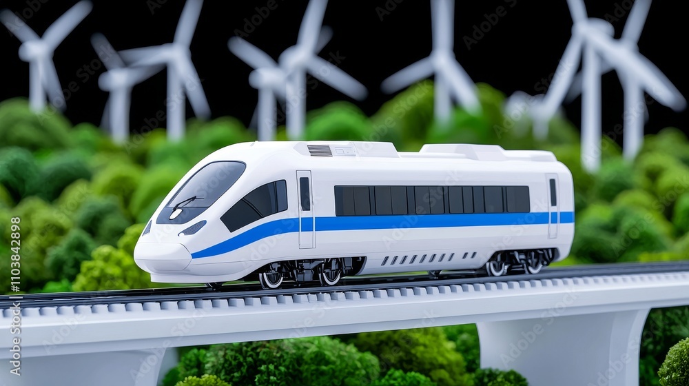 Poster an advanced train featuring hyperloop technology, illustrated with a sea background in a 3d renderin