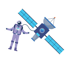 astronaut and space satellite