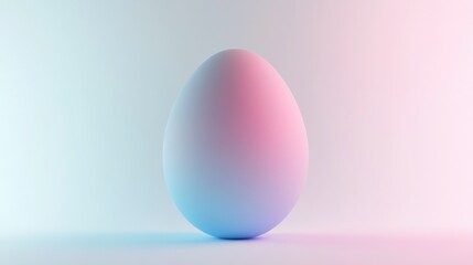 Fototapeta premium Single large egg illuminated by pink and blue light on white background.