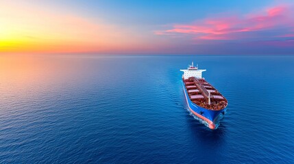 An environmentally friendly LNG transport vessel that uses eco-friendly fuel to carry liquefied natural gas, thereby decreasing the carbon footprint of worldwide energy distribution.