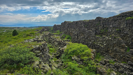 Thingvellir National Park: Aerial View of Iceland's Rift Valley and Oxararfoss Waterfall