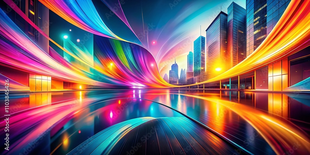 Poster stunning long exposure geometric background for certificates with abstract shapes in soft colors for