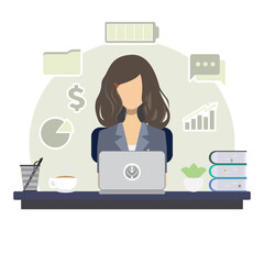 a woman working illustration