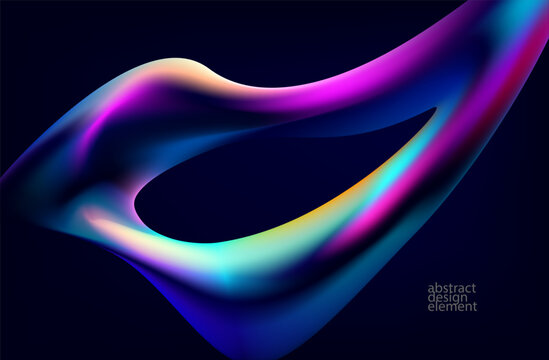 Abstract background of fluid iridescent shape. Elegant colorful wallpaper.