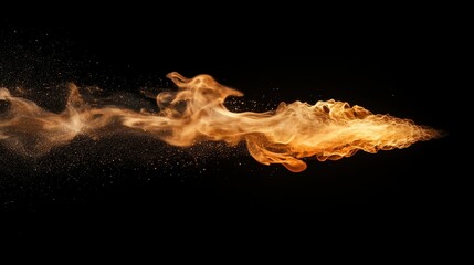 Fiery stream against a black background. Abstract art.