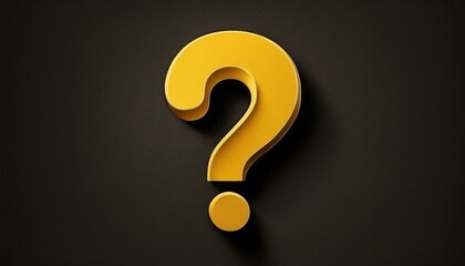 Naklejka premium yellow large question mark on a black background ask digital illustration art 3d faq