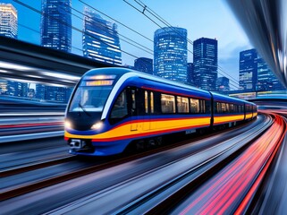 Obraz premium The motion blur of a train traveling through a tunnel in Tokyo, Japan.