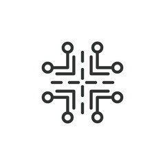 Routing, icon in line design. Routing, network, connection, map, navigation, internet, path on white background vector. Routing editable stroke icon