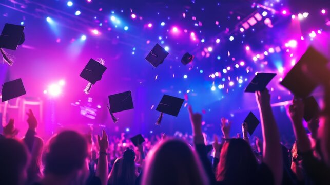 A Vibrant Graduation Ceremony: Celebrating the End of an Educational Journey - Powered by Adobe