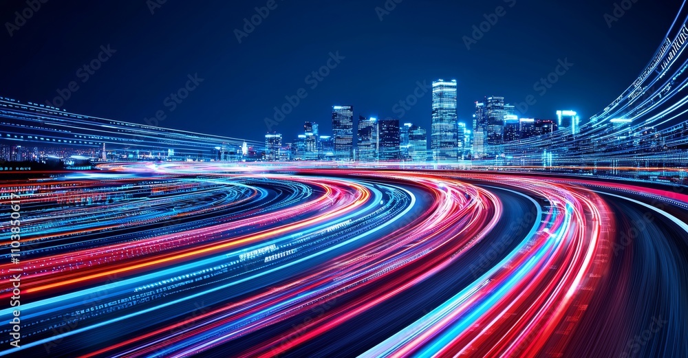 Poster high-speed technology circle with an abstract motion blur.