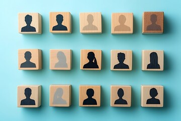 Diverse Workforce Structured Grid of People, Shades of Skin Tones