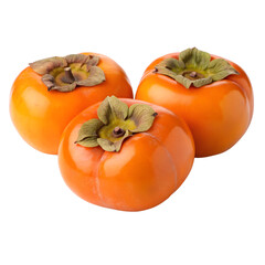 Three Fresh Persimmons Isolate On Transparent Background Cutout, PNG file, Cutout file