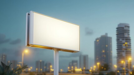 Fototapeta premium Blank Billboard Mockup Cityscape Dusk Background