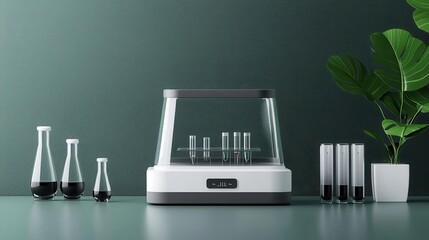 Portable particle counter, sleek and efficient field lab tool, 3D illustration