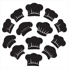 set of vector different types of chef hat silhouette