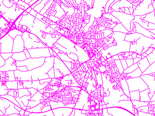 Neon Style Road Map overlay of Bad Salzuflen, Germany in in Bright Pink.