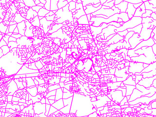 Neon Style Road Map overlay of Bergisch Gladbach, Germany in in Bright Pink.