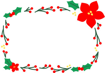 Christmas Flower Berry Wreath Square